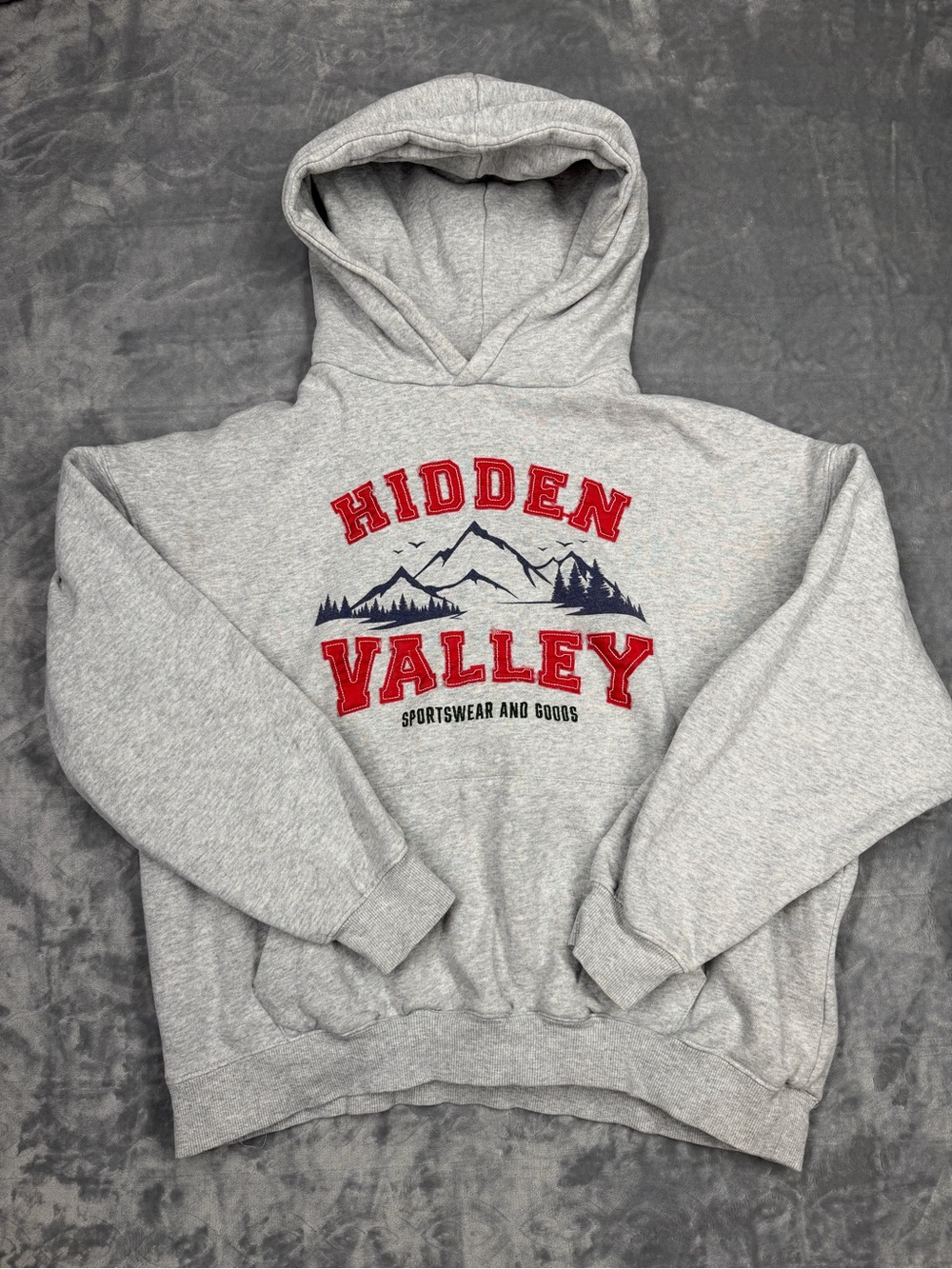Cotton On Light Gray Hoodie with Hidden Valley Graphic